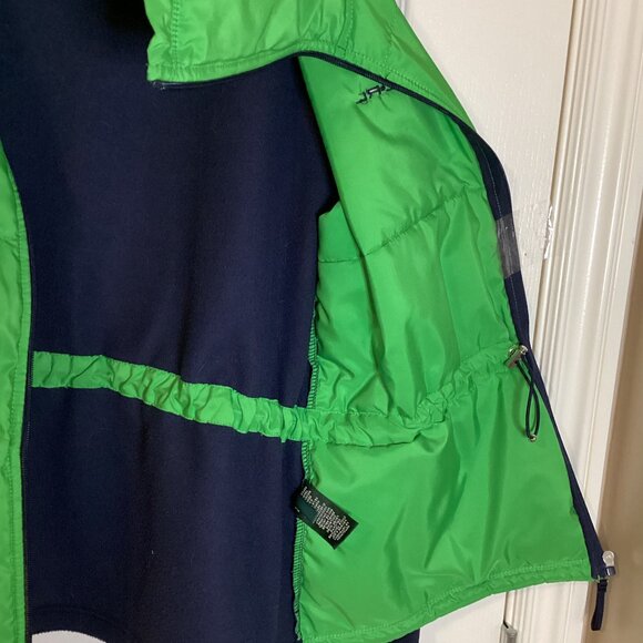 Lauren Ralph Lauren Active Women's Jacket Green Blue Size L High Neck Pockets - Picture 6 of 13